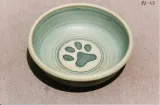 Cat bowl (#3) bead rim w/ sea green interior/exterior