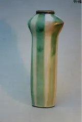 Squared soft columnar vase w/ ovoid (football) form at top