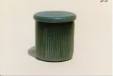 Jam jar w/lid incised & softened stripes (about 60 stripes)